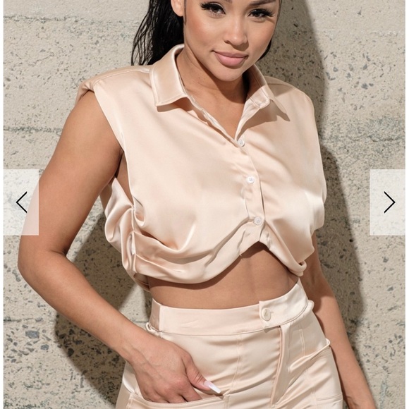 SATIN BLOUSE AND PANT SET - Picture 4 of 5